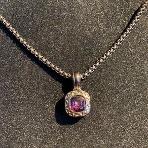 Lia Sophia Black Metal Necklace w/ Purple Stone
